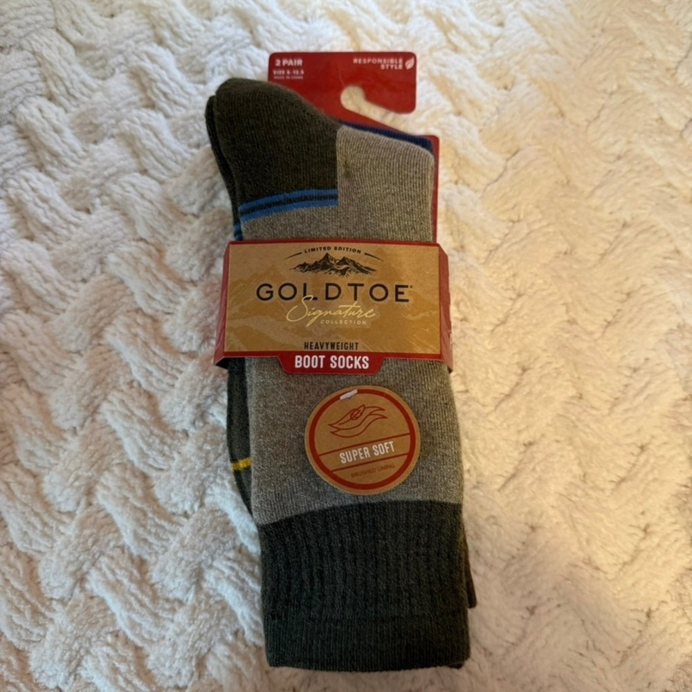 Goldtoe Signature Collection Mens Heavyweight Boot Socks 2 Pair Pack Size 6-12.5